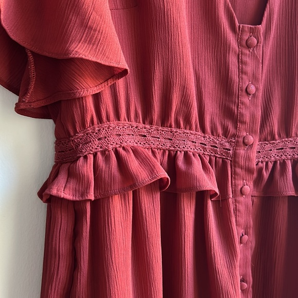 Miami Red Button-Down Ruffle Dress - Picture 4 of 5